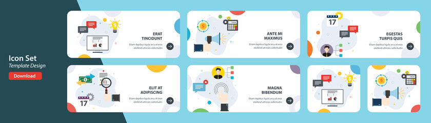 Internet banner set of investment, business and finance icons.