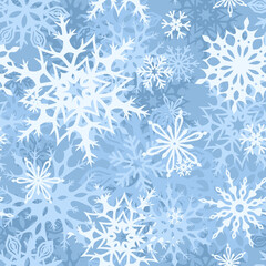 Vector seamless Christmas pattern with snowflakes. Winter background.