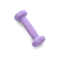 Purple dumbbell on white background