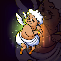 The cute old cupid is flying esport logo design