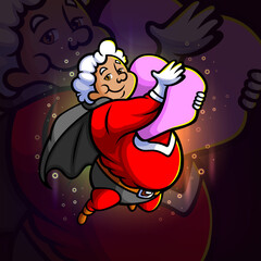 The old super cupid is holding a love esport mascot design