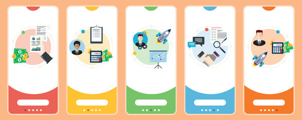 Obraz premium Accountancy, finance, calculating, tax, startup and business icons.