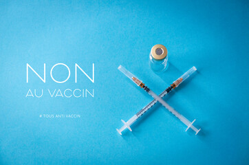 illustration anti vaccin sur fond bleu