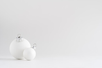 White matte Christmas balls.