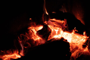 hot coals in the fire