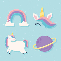 Fototapeta premium icons unicorn and rainbow