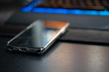 phone and keyboard on desk