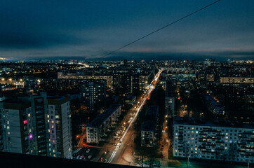 view of the city at night