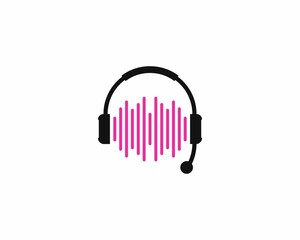 Headphone with sound wave in the middle