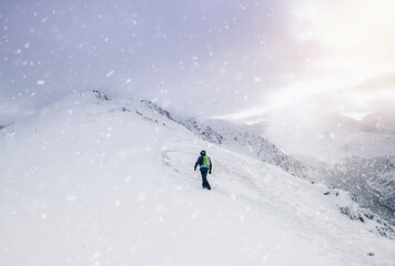 Valley of five Polish ponds. Poland High Tatras. Winter mountains.