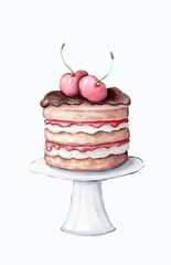 A cake with cherry