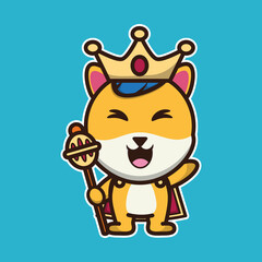 vector illustration of shiba dog 
king dress, suitable for children's books, birthday cards, valentine's day.	