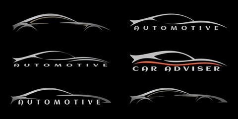 super car icons set. elegant sport car collection logo. auto, automobile, automotive luxury symbol 