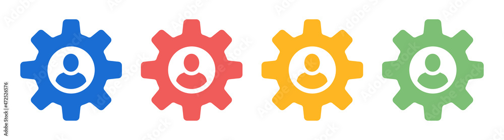 Aufkleber Setting gears with person symbol icon. Configuration icon vector illustration
