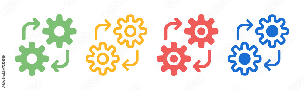 Poster mechanical gears icon set. development symbol vector illustration