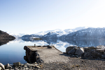 lake in the  with pier