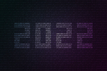 Number 2022 composed from 0 and 1 digits over binary code surface
