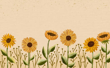Hand painted watercolor sunflower Frame with copy space wallpaper