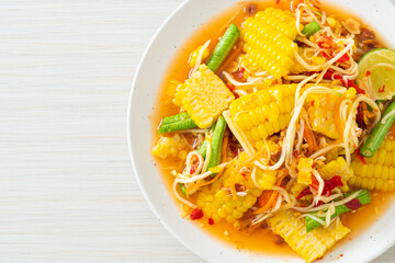 Som Tum - Thai spicy papaya salad with corn