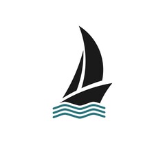 Simple Sailboat line art logo design