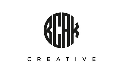 Letters BCAK creative circle logo design vector, 4 letters logo