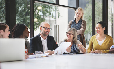 Group of diverse business people having a meeting