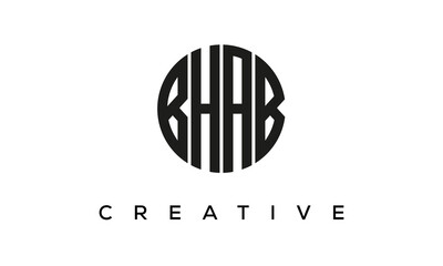 Letters BHAB creative circle logo design vector, 4 letters logo