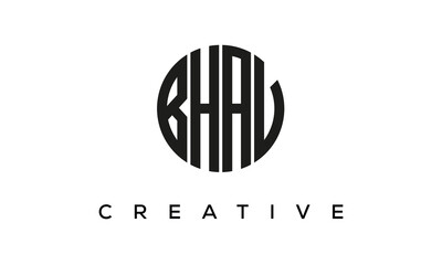 Letters BHAV creative circle logo design vector, 4 letters logo