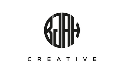 Letters BJAH creative circle logo design vector, 4 letters logo