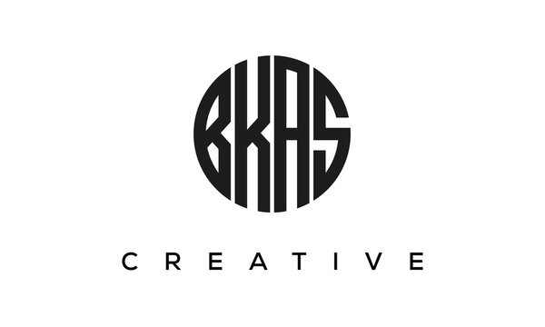 Letters BKAS creative circle logo design vector, 4 letters logo