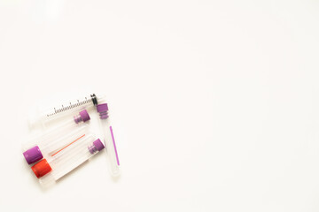 medical form with biology blood tube sample for biotechnology medicine pharmacy and chemical professional clinical research report about analyzing data with copy space