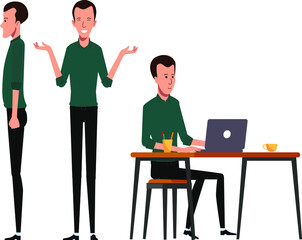 set of business people vector characters in casual clothes diffrent expressions