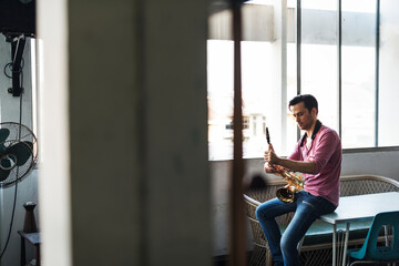 A musician with his saxophone