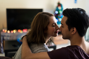 Sweet couple in the living room