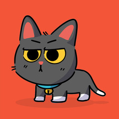 Confused Kitten Character Doodle Illustration