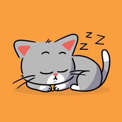 Adorable Sleeping Kitten Character Doodle Illustration