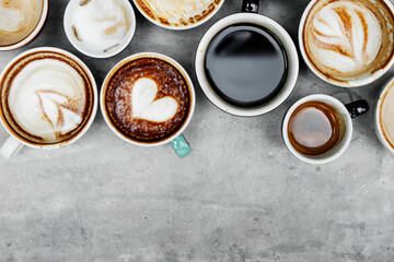 Aerial view of various coffee