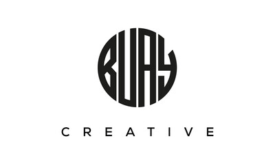 Letters BUAY creative circle logo design vector, 4 letters logo