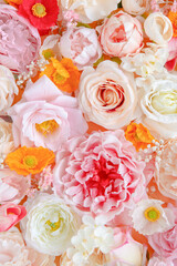 Colorful fresh flowers patterned background