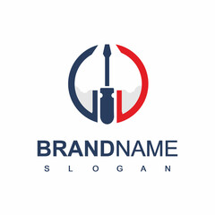 Service And Repair Logo With Screwdriver Symbol