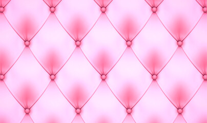 Pink leather upholstery texture pattern background. Vector upholstery or light pink leather texture sofa background (close up). Vector vintage royal sofa leather upholstery buttons pattern. Vector