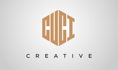 letters CUCI creative polygon hexagon logo victor template