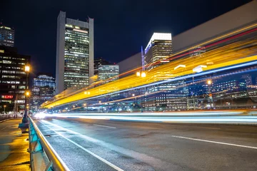 Deurstickers Snelweg bij nacht Traffic light trails in Boston