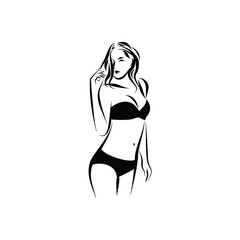 sexy young girl wearing bikini or swim wear logo design vector