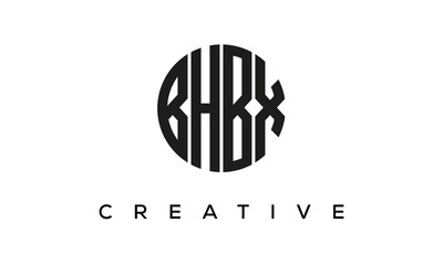 Letters BHBX creative circle logo design vector, 4 letters logo