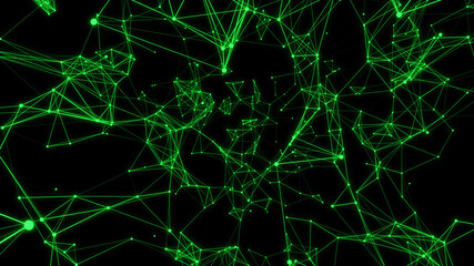 digital connection of moving dots and lines. geometric abstract background