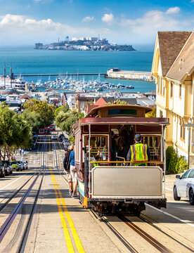 Cable car tram in San Francisco