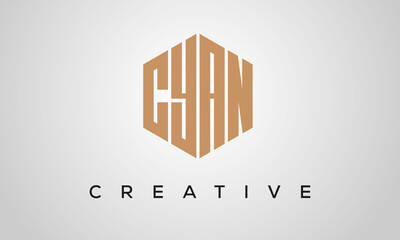 letters CYAN creative polygon hexagon logo victor template