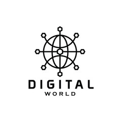 modern futuristic digital globe connection logo design