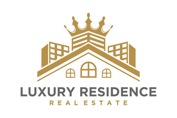 Crown and House for Real Estate or Home Loan Business logo design
